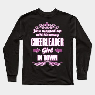 Cheerleading Base Pompoms Girls Women Team Long Sleeve T-Shirt